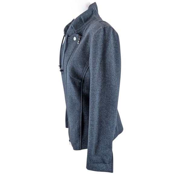 Etcetera‎ Asymmetrical Zip Jacket Sz 4 Gray Cotton Blend Funnel Neck Sporty Moto - Picture 4 of 10